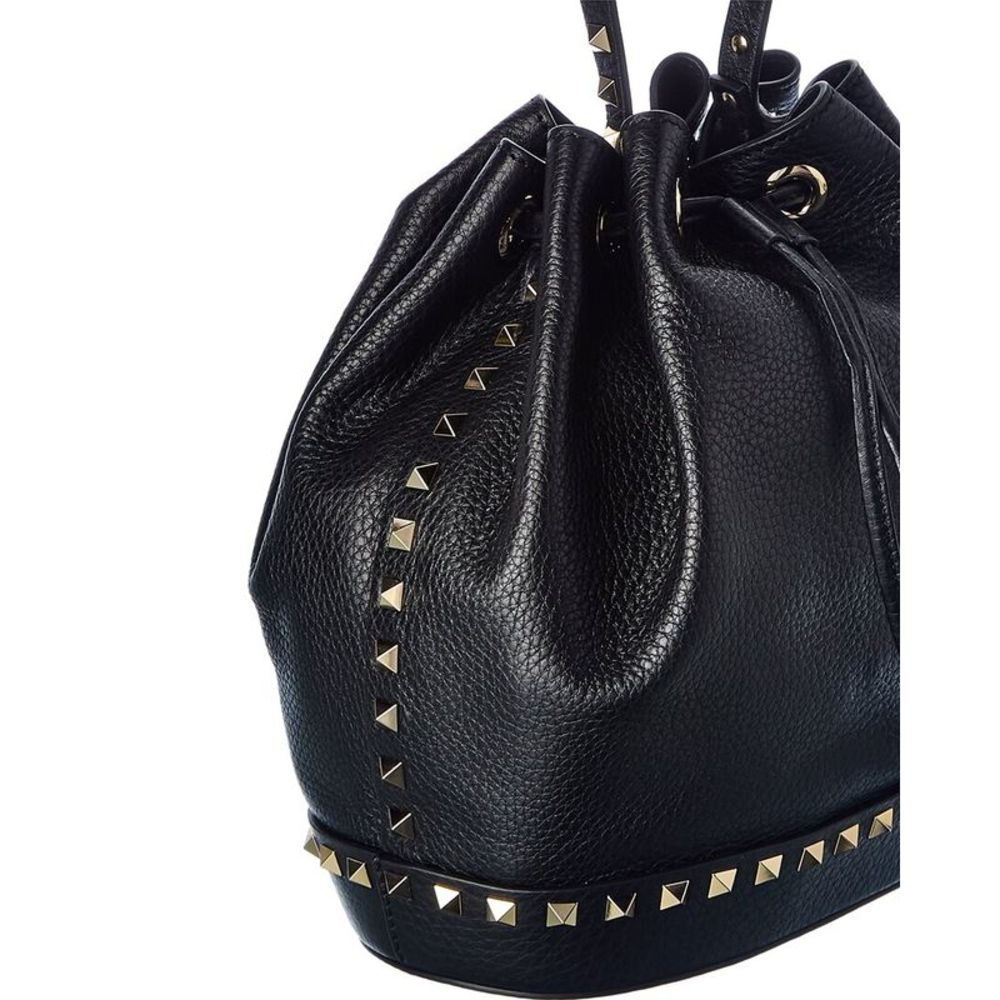 Valentino Rockstud Grainy Leather Bucket Bag, Black - Picture 3 of 4